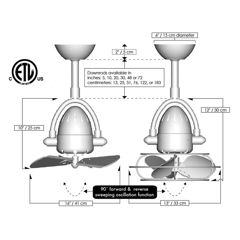 Diane Downrod Ceiling Fan, Matte Black