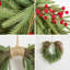 19.69-Inch Heart-Shaped Artificial Evergreen Wreath With Red Berries, Hanging Winter Christmas Wreath for Front-Door Decor