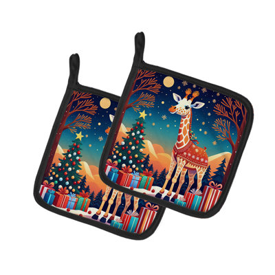Paire de mangeoires girafe de Noël