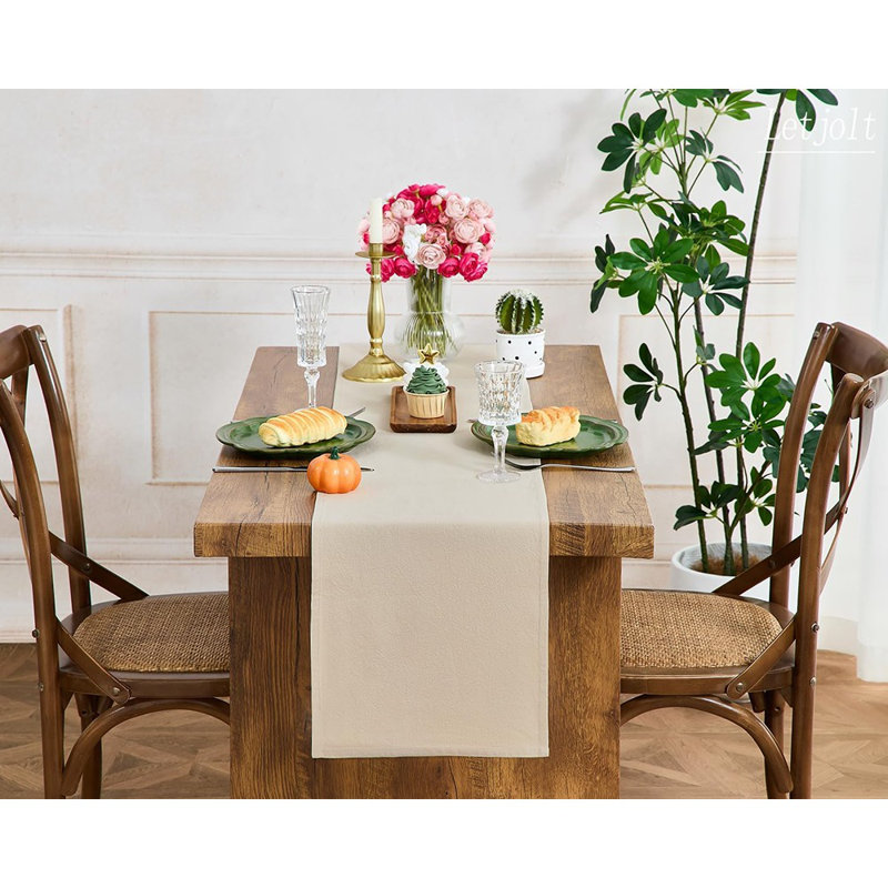 Beige Table Runner 72 Inches Rustic Farmhouse Table Runn...