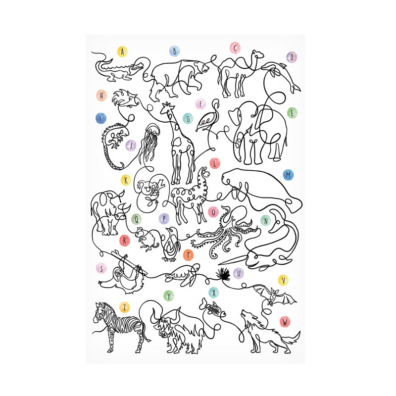 Alphabet animal sur toile, H 19 po x l 12 po x P 2 po