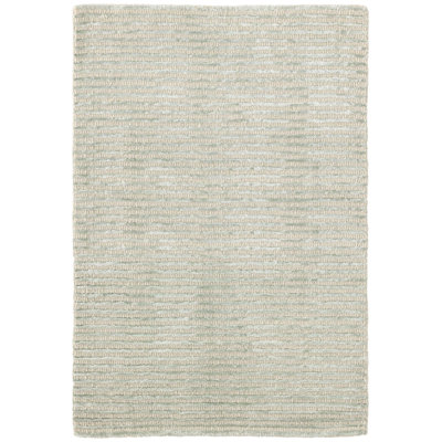 Cut Stripe Hand-Knotted Area Rug in Beige/Green