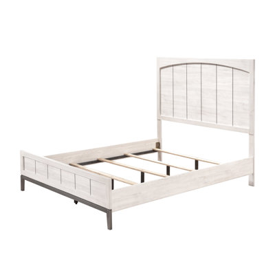 Beige/white Queen Size Bedroom Bed - Wood With Slats And Headboard Beige Easy Assembly