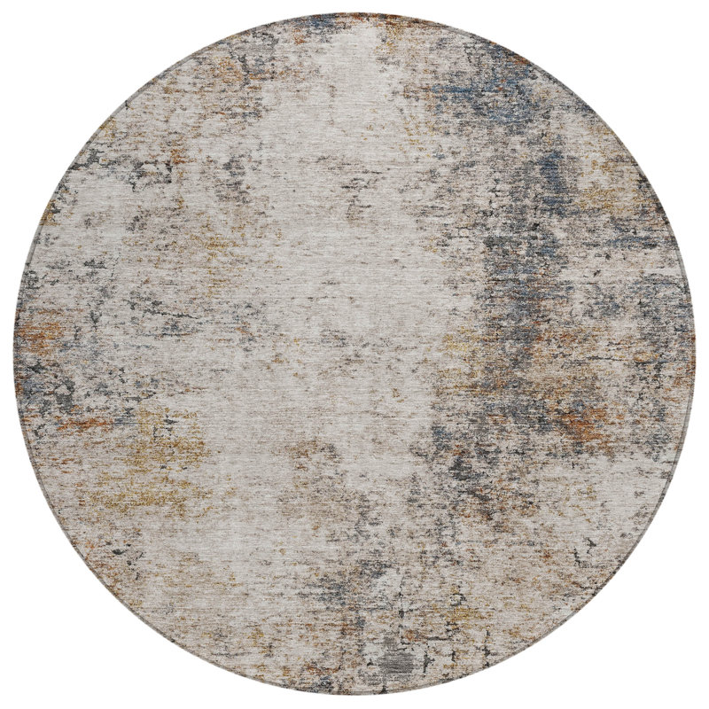 Loomelle Ivory Washable Indoor-Outdoor Rug - , 8' x 8'