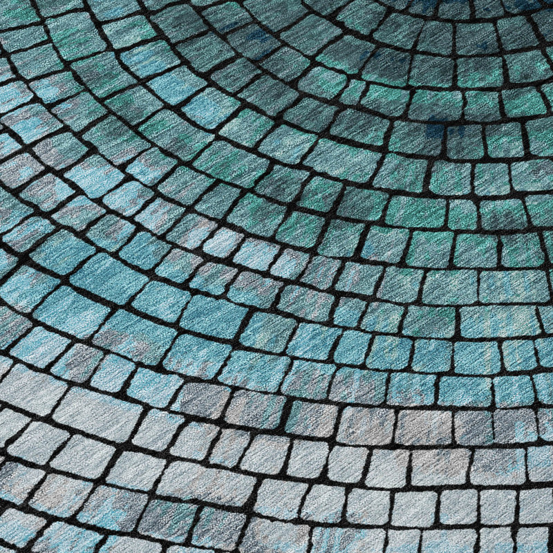 Machine Washable Indoor/Outdoor Chantille ACN2524 Geometric Rug, Teal, Rectangle 2'6" x 3'10"
