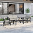 Teak Outdoor Four-person Patio Set with Cushions and Two Tables
