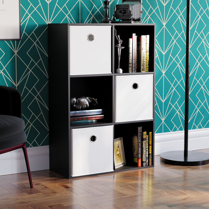 Herlind 96.5cm H x 64.5cm W Cube Bookcase, Black/White