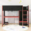 Lit mezzanine en bois 1 tiroir avec bureau, garde-robe et éclairage DEL-948338527