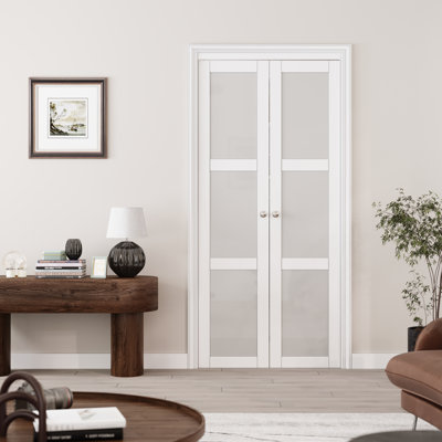 Panelled Manufactured Wood and Glass Pivot-French Door With Installation Hardware Kit