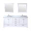 Meuble-lavabo double blanc 80 po X P 22 po D, comptoir en marbre de Carrare, ensemble de robinet et Miroirs