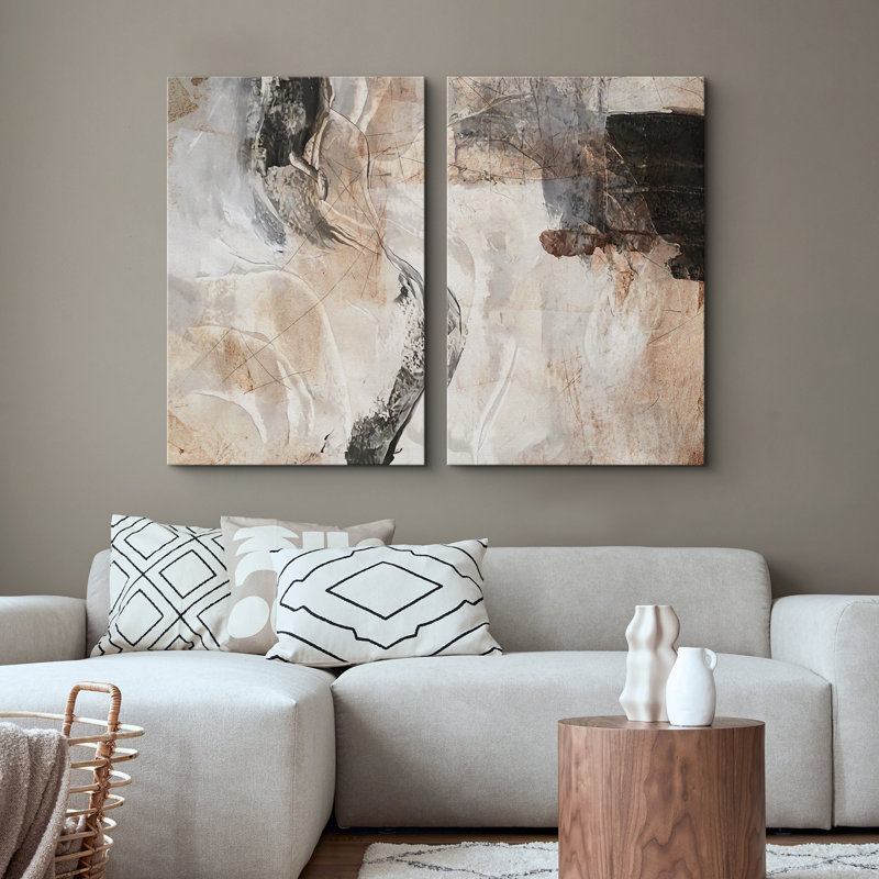 "Grunge Abstract Paint Stroke Effect", impression d'art moderne sur toile, 2 pièces, Toile tendue, H 36 po x l 24 po