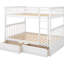 Lit superposé avec tiroirs, double sur double, blanc, structure en bois de pin massif, convertible en lits séparés - blanc - fabrication durable-1738961141-1738961140
