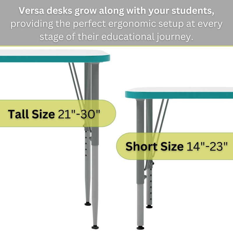 Table de bureau d'école en stratifié Versa avec pieds réglables en hauteur, Érable, H 30 po x l 27 po x P 20 po, Érable