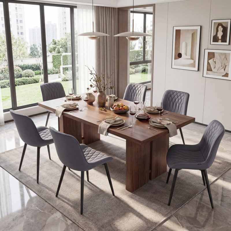Modern Dining Chairs Faux Leather Upholstered Kitchen Chairs Side Chair With Metal Legs, Gray/Purple