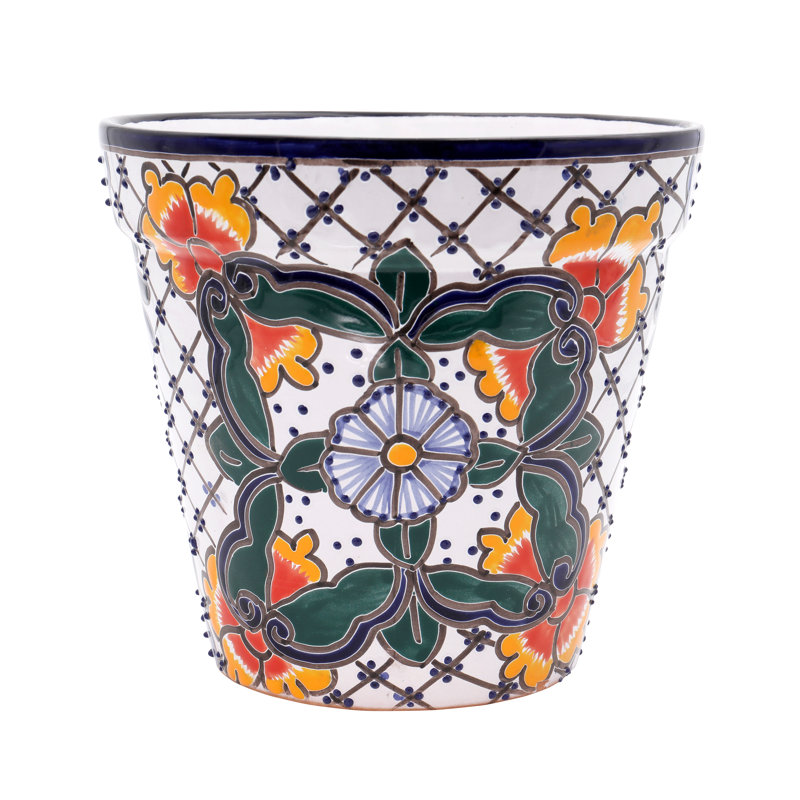 Pot de fleurs en céramique talavera, H 8 po x l 8 po x P 8 po