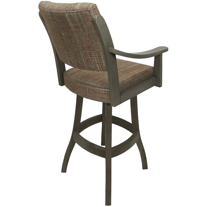 Bellamy Extra Tall Swivel Wood Stool, Asian Gray Seat/Watusi Madder Frame, Bar Stool (34” Seat Height)