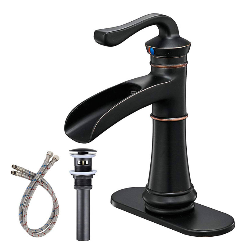 Single-Hole Bathroom Faucet with Drain Assembly, Oil Rubbed Bronze