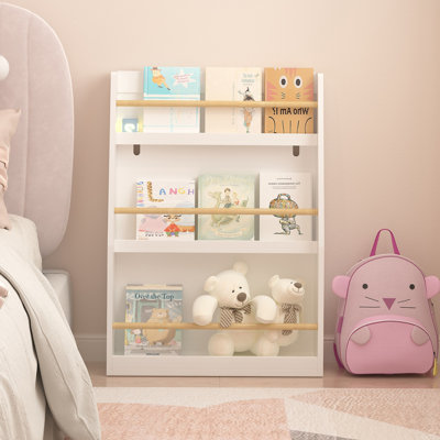 Bibliothèque pour enfants à 3 niveaux, support pour livres pour enfants, aide à garder les chambres, les salles de jeux et les salles de classe organisées, blanc