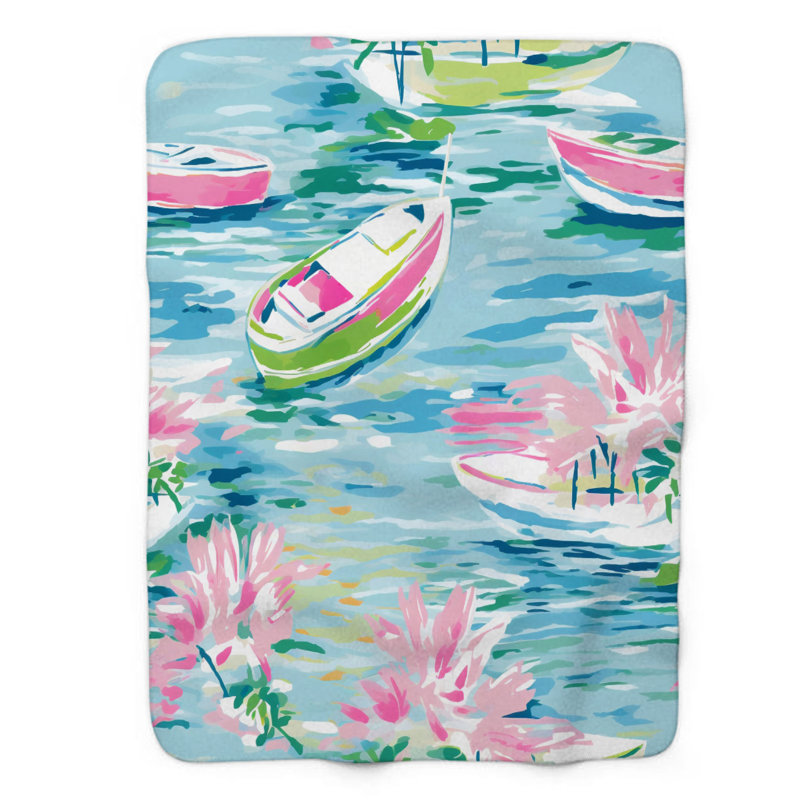 Watercolor Maritime - Couverture sherpa de qualité supérieure 1 pièce, L 60 po x L 80 po