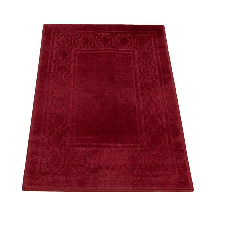 Tapis lavable à la machine Bordure de couleur treillis tapis antidérapant, Rectangle 2 pi 2 po x 3 pi