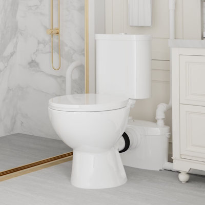 Système de toilette Upflush avec puissante pompe à macérateur 750W, toilette macérante pour sous-sol