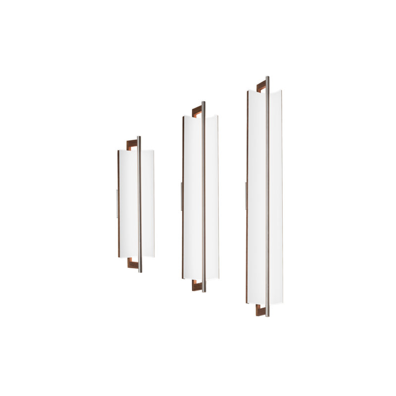 Allavo 31" Dimmable LED Bath Sconce, Textured White, Brushed Brass/White Washed Oak, 4000K - 277V AC