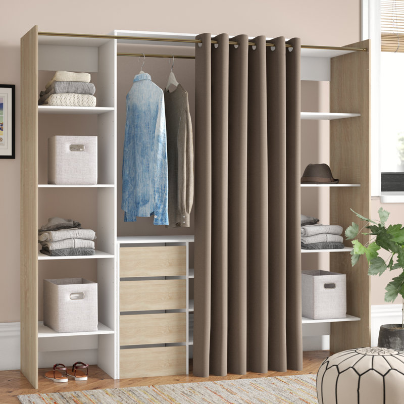 112cm - 185.3cm Closet System, White/Taupe