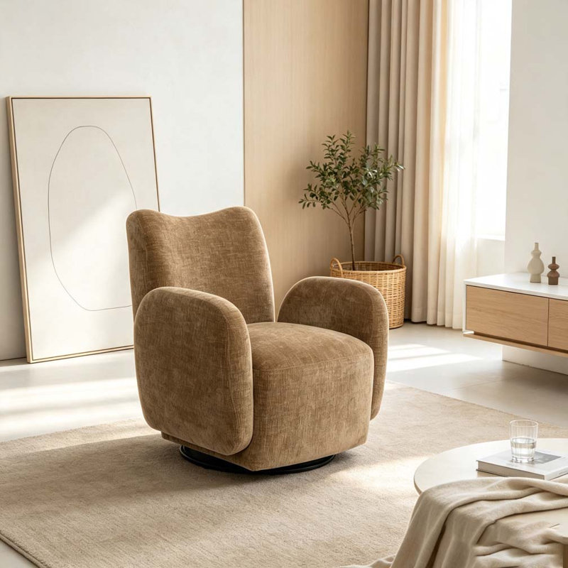 Fauteuil d'appoint pivotant à 360 °, Brun clair / brun