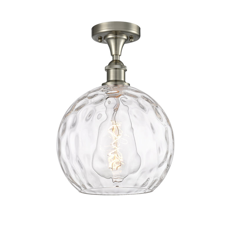Plafonnier semi-encastré 1 lumière 8 po Cindi, H 15 po x l 10 po x P 10 po, Ampoule non incluse, Nickel satiné brossé