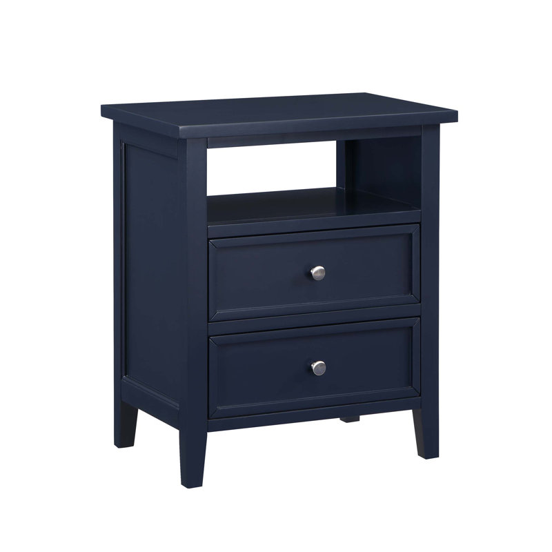 Weston 2 Drawer Nightstand, Dark Blue