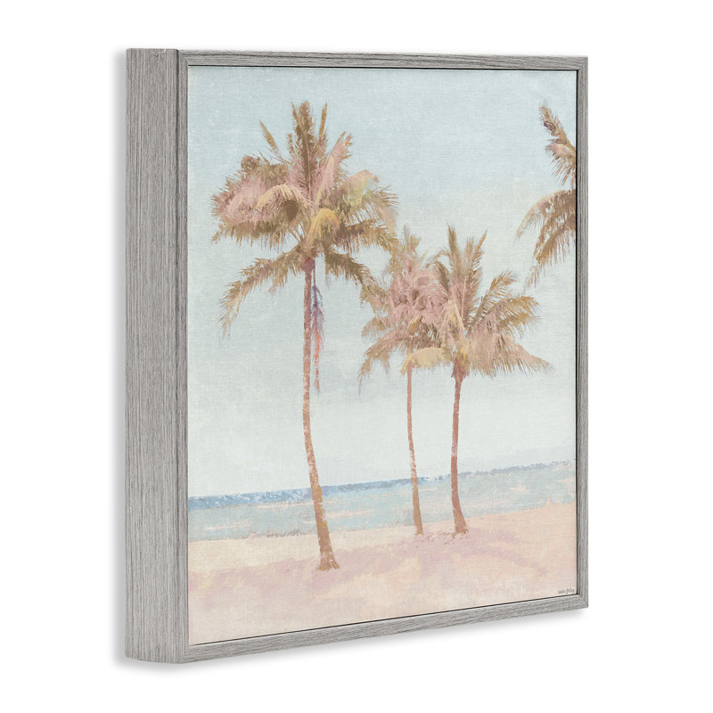 «Faded Palms on Beach», estampe numérique, design par Amber Sterling, H 17 po x l 17 po, Estampe numérique Farmhouse