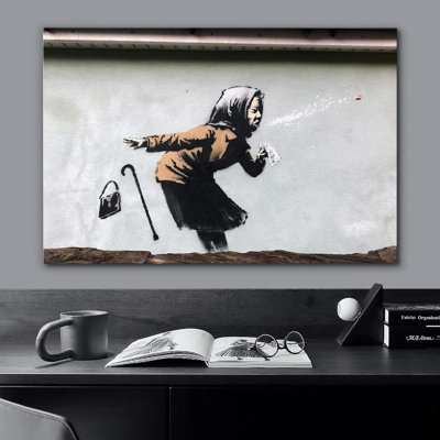 Banksy, Angleterre, Royaume-Uni, femme, éternuant, graffiti et art urbain, art moderne - impression