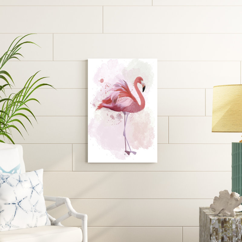 «Fluffy Flamingo 2», peinture sur toile, H 30 po x l 20 po