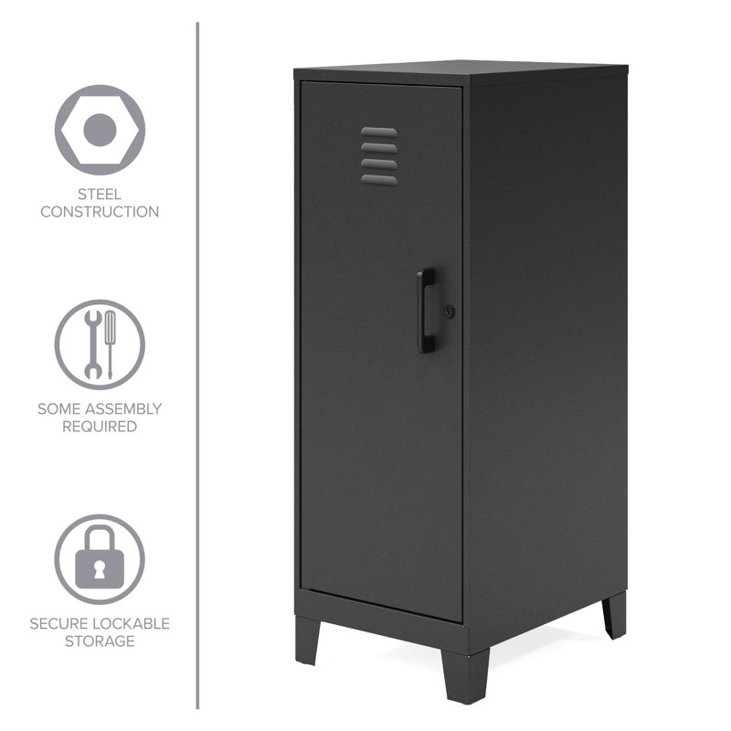 Black 42.5" High Metal Storage Locker Cabinet with 3 Shelves