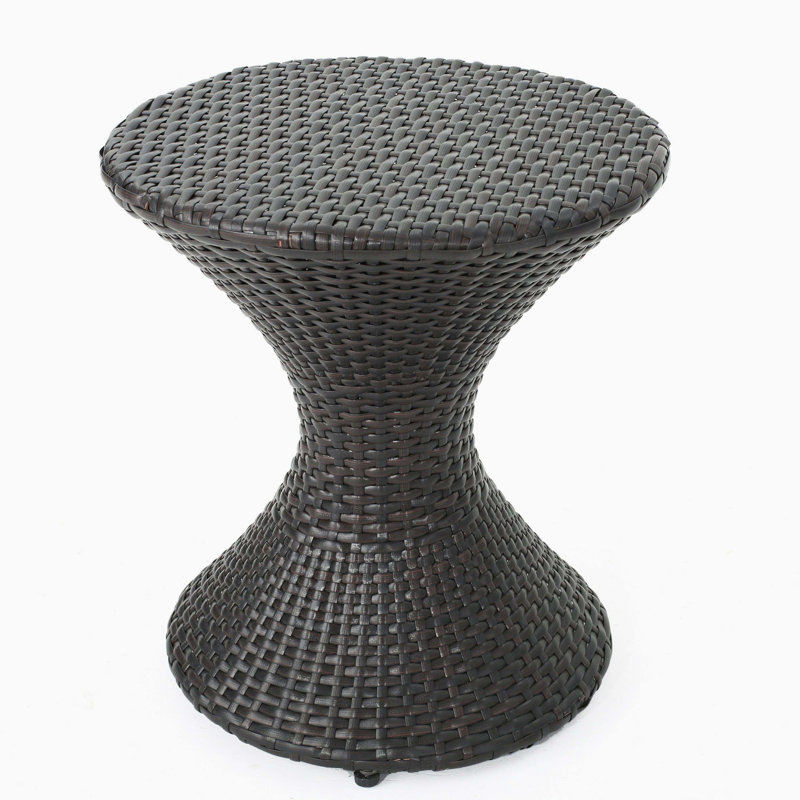 Outdoor 16-inch Multi-brown Wicker Hourgla Side Table