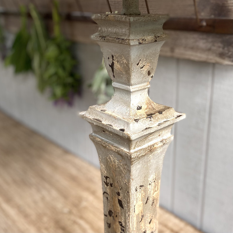 39.5" Resin Candlestick Table Lamp With Linen Shade
