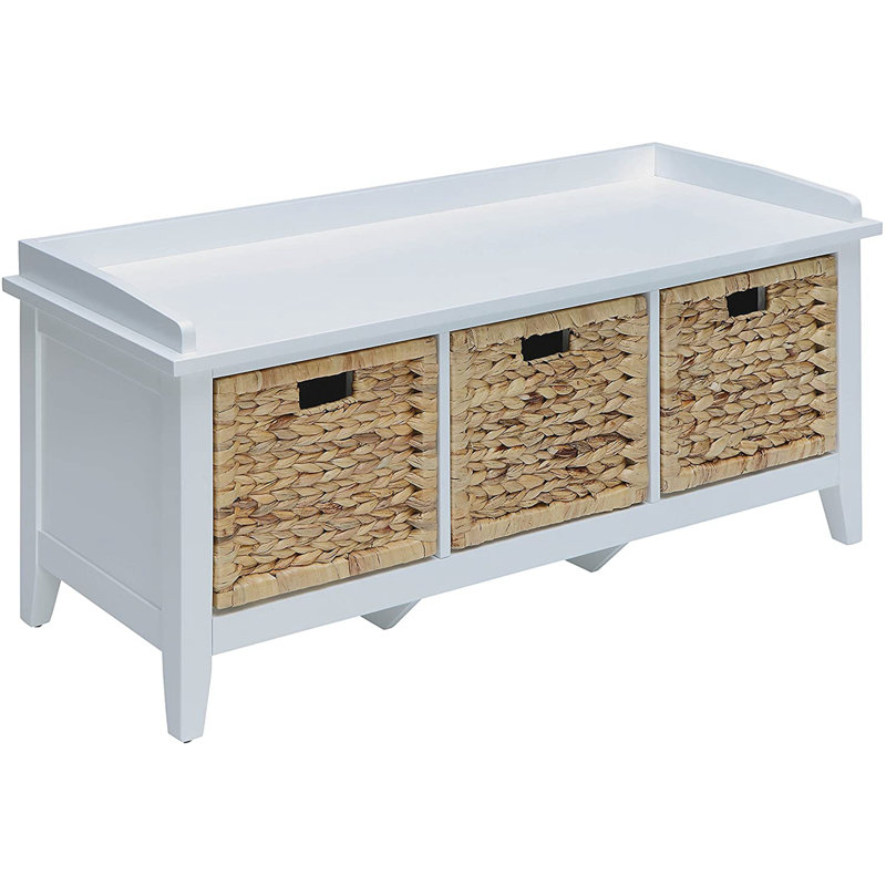 Laverne 3-Drawer Storage Bench, 19" H x 43" W x 16" D, White