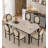 Black American-style retro dining table with a sintered stone tabletop and solid wood frame, in rectangular shape-110808633