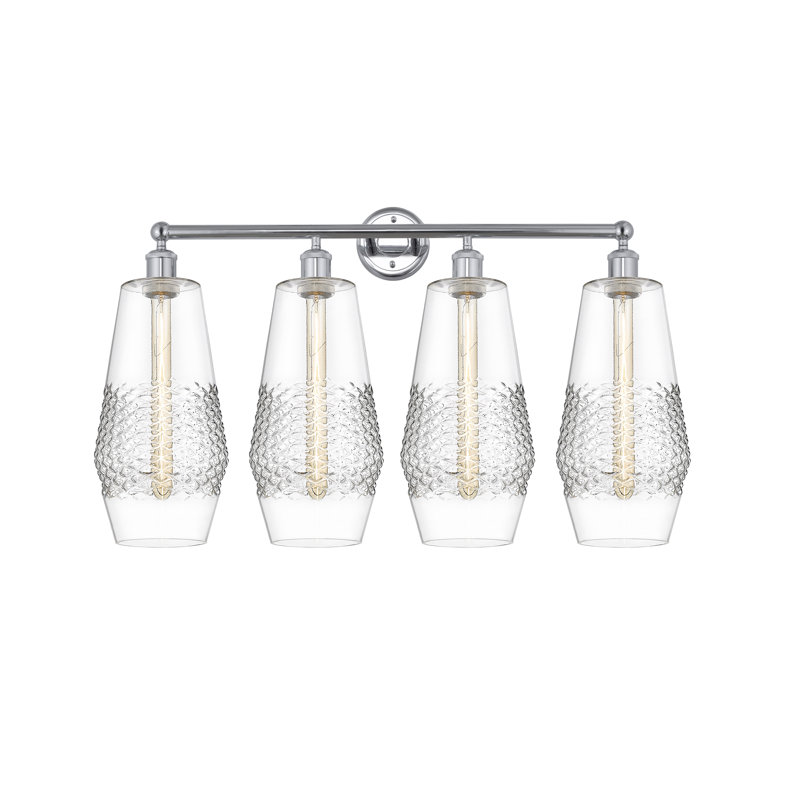 Éclairage de salle de bain à intensité variable à 4 lumières Jonesville, Transparent, Chrome poli