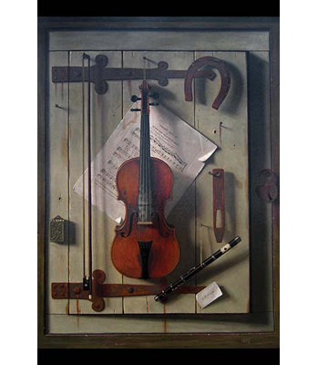 Violin And Music by William Hartnett - Single Picture Frame Print