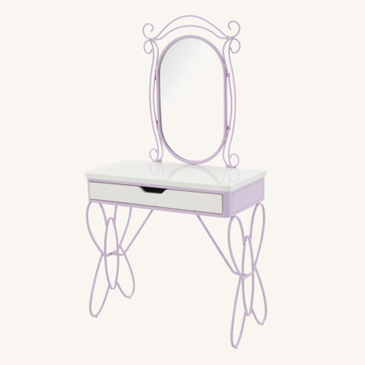 Clouet Butterfly Makeup Vanity with Mirror & Padded Stool
