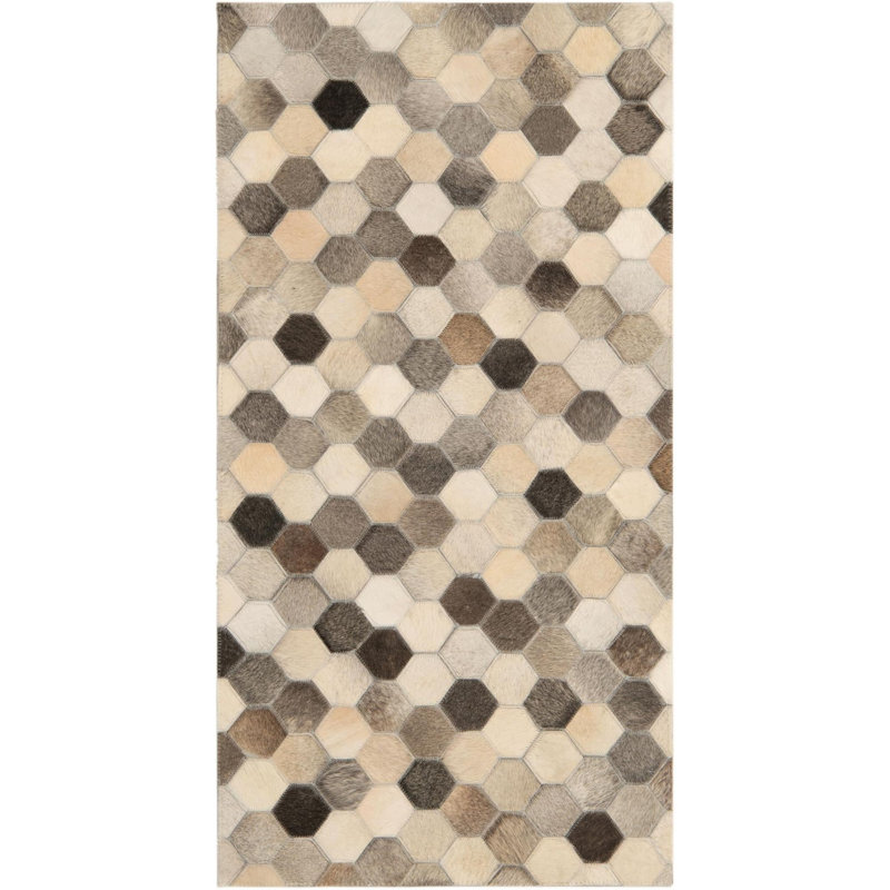 Tapis gris contemporain ivoire, Rectangle 2 pi 2 po x 4 pi 1 po