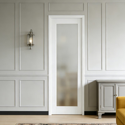 Dalle de porte intérieure avec cadre assorti - 1 porte intérieure en verre givré blanc pour une lumière douce et intime
