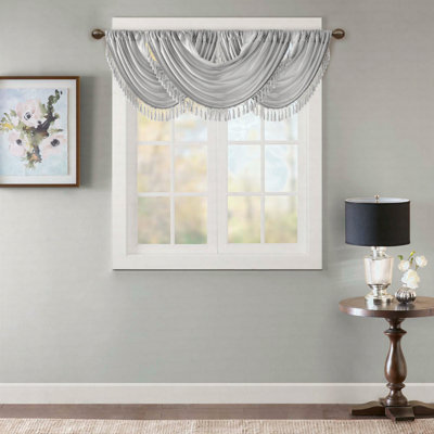 Faux Silk Waterfall Embellished Valance 38X46"