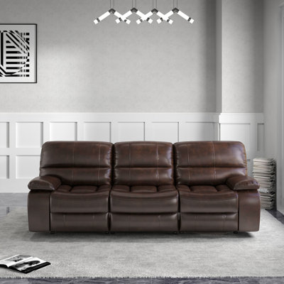 3-Piece Modern Fancy Faux Leather Power Reclining Sofa With Wide Back