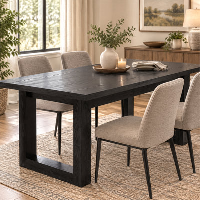Modern Minimalist Rectangular Dining Table with Sturdy Frame for Kitchen, Dining Room and Open Spaces