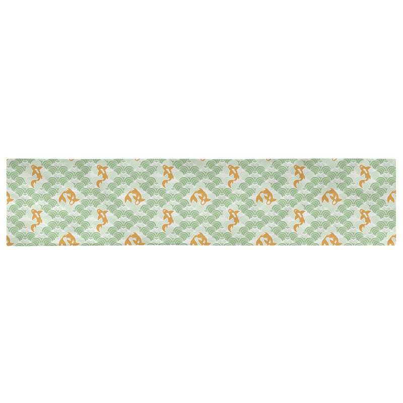 Chemin de table géométrique avicia, 91,5 po x 17,5 po, Vert, Polyester