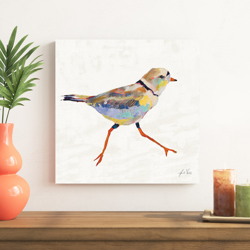 «Coastal Plover I Linen» par Jeanette Vertentes, reproduction d'art résistante aux UV, H 20 po x l 20 po, Blanc