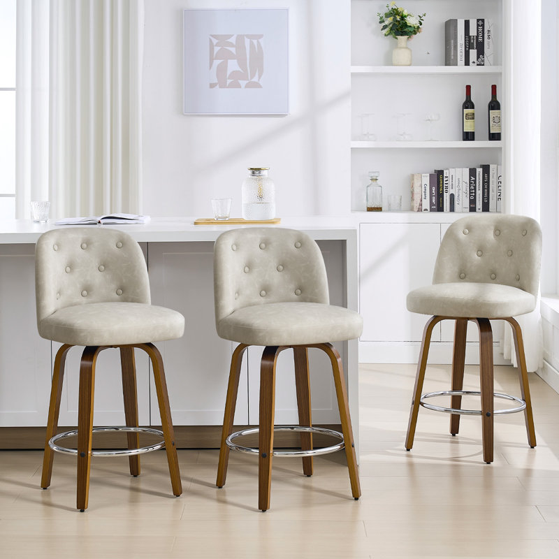 Tabouret pivotant rembourré, Grège, 3, Tabouret de comptoir (siège d'une hauteur de 26 p