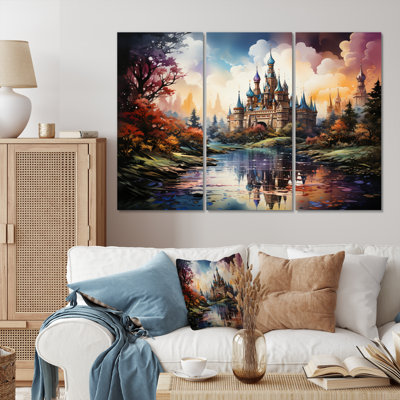 «Castle Magic Castle Tapisserie» sur toile, reproduction de 3 pièces